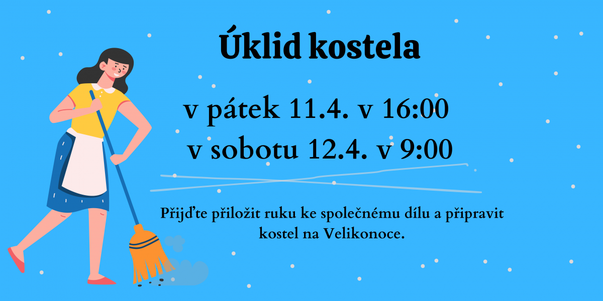 Úklid kostela před Velikonocemi